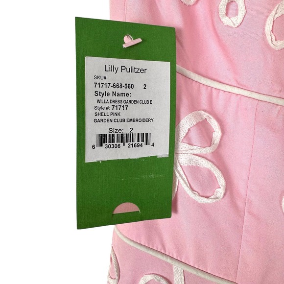 Lilly Pulitzer NWT Willa Garden Dress Embroidery Shell Pink Size 2 - Picture 9 of 14